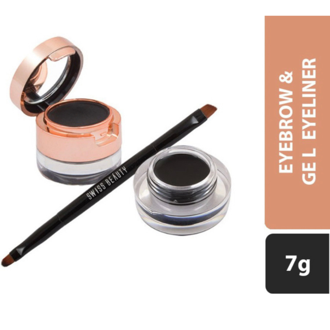 Swiss Beauty EYEBROW & GEL EYE LINER 2 IN 1 3G+4G 7 g (Hot Nude, Grey)